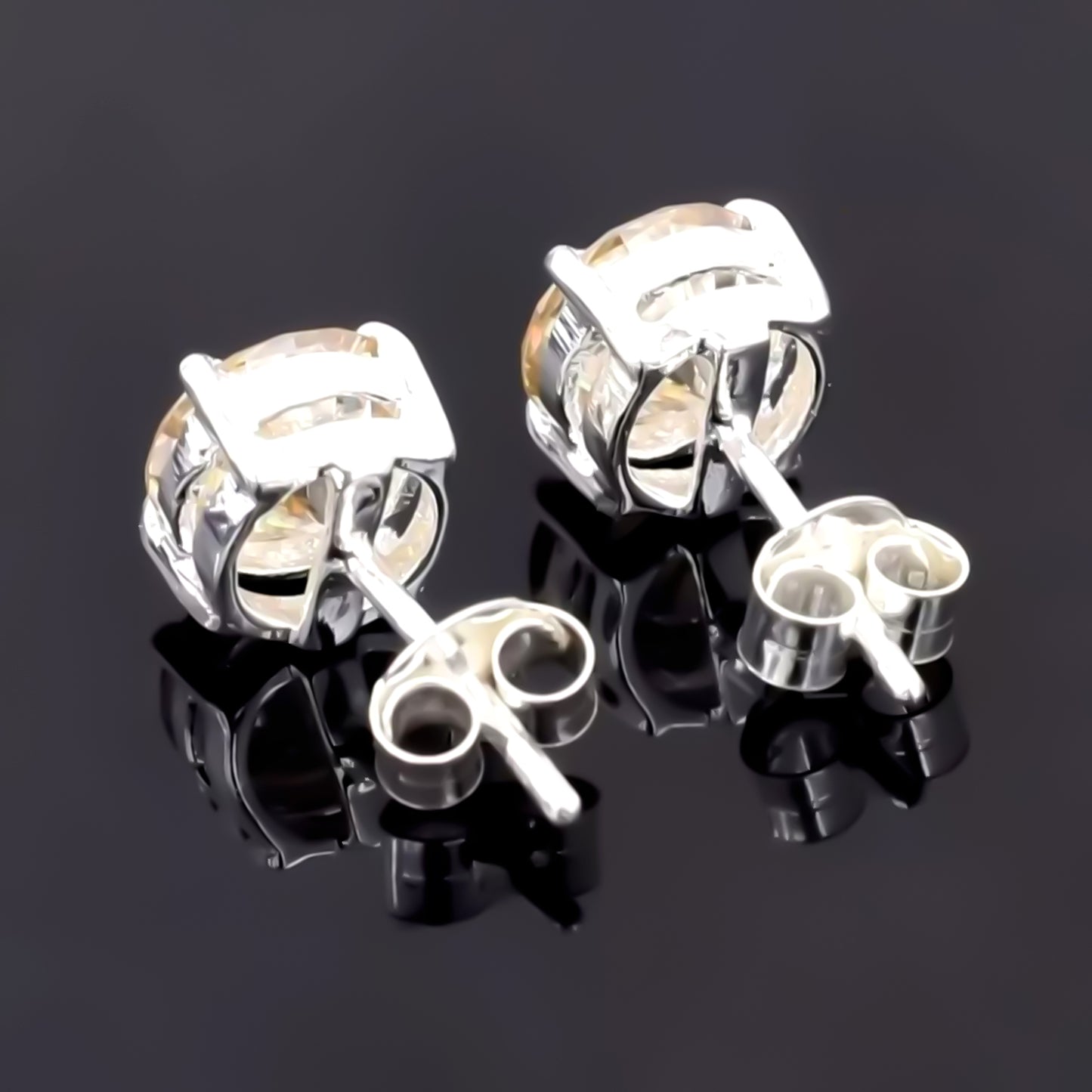 4.40 Ct Champagne Moissanite Stud Earrings Gold Vermeil – Wedding Gift Jewelry