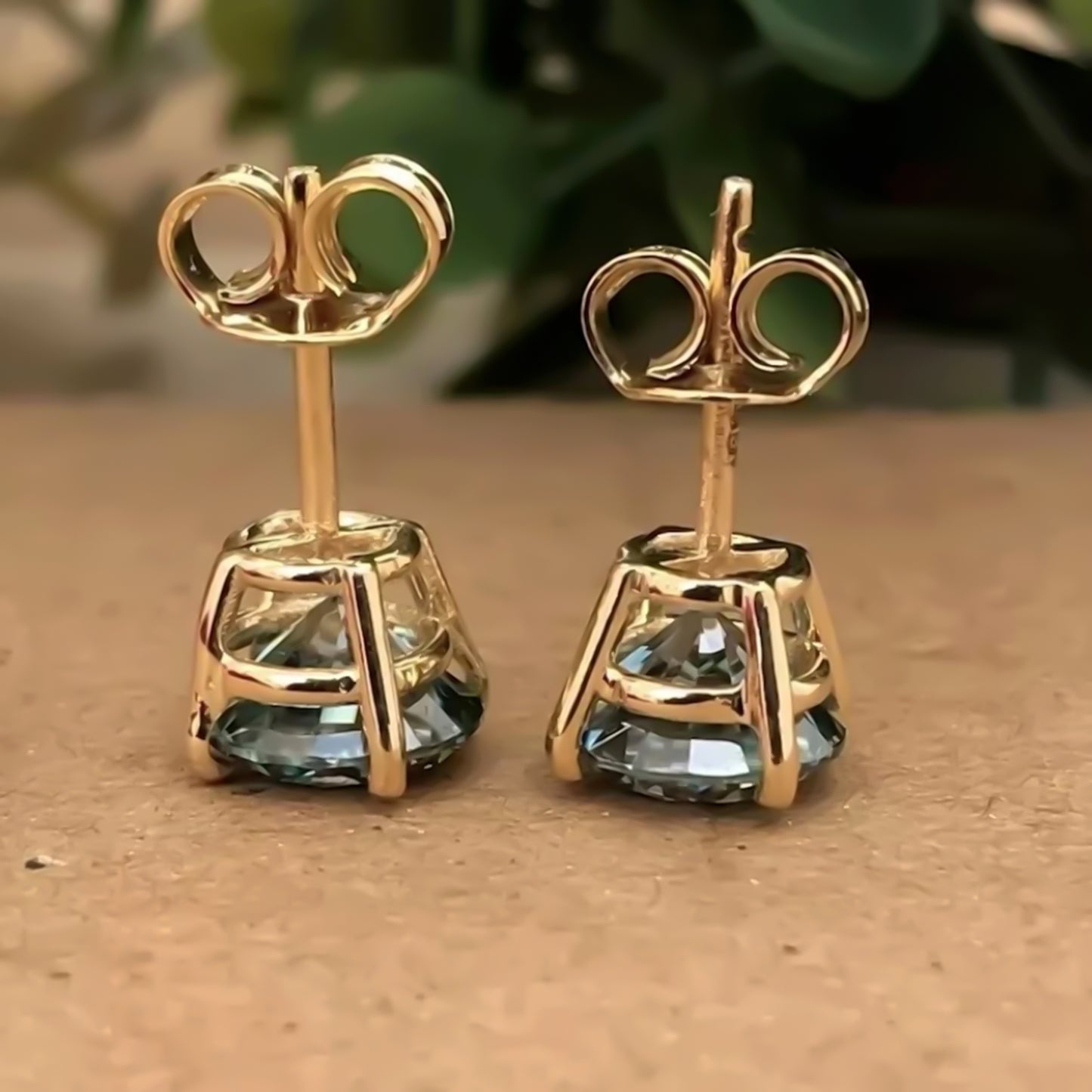 5.00 Ct Blue Moissanite Stud Earrings Gold Vermeil – Anniversary Gift Jewelry