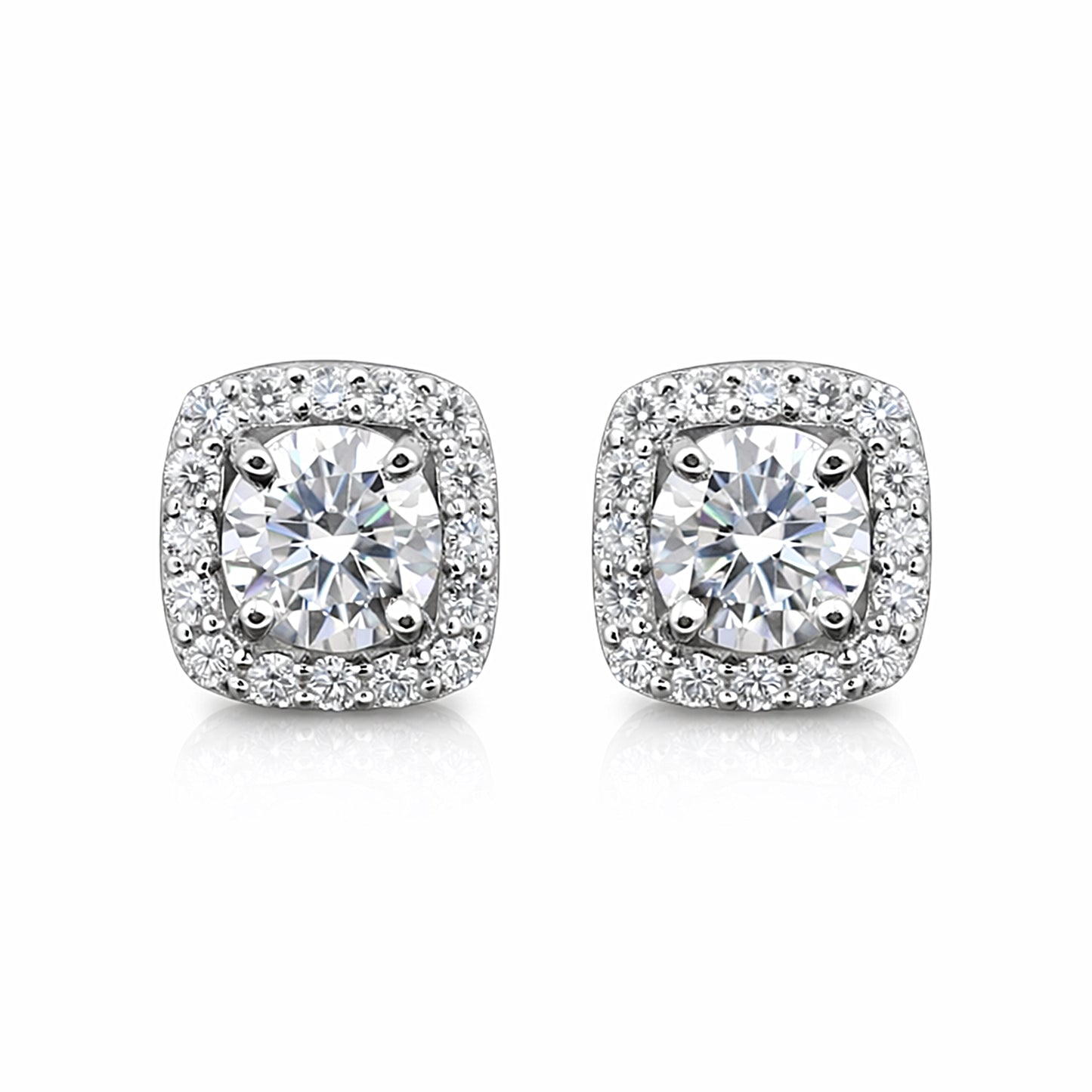6.80 ct DEW Round White Moissanite Stud Earrings Gold Vermeil – Sparkle This July