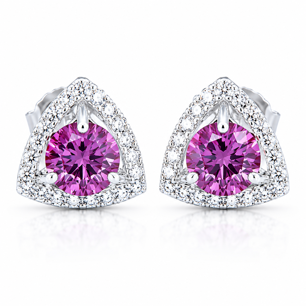 3.50 ct DEW Certified Pink Moissanite Earrings Gold Vermeil Birthday Jewelry Gift