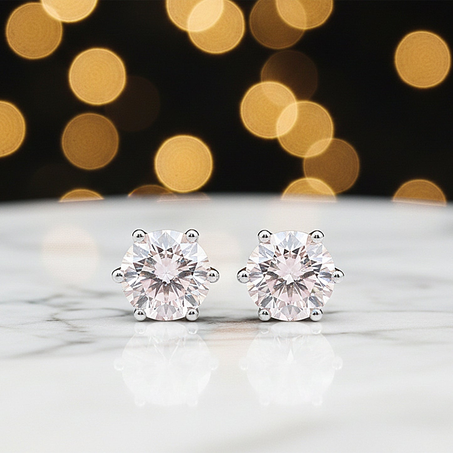 4.00 ct DEW Pink Moissanite Stud Earrings Gold Vermeil – Glamorous Birthday Gift
