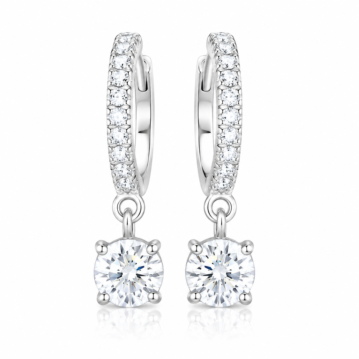 4 ct DEW Off-White Moissanite Dangler Earrings Gold Vermeil Certified Elegant Gift