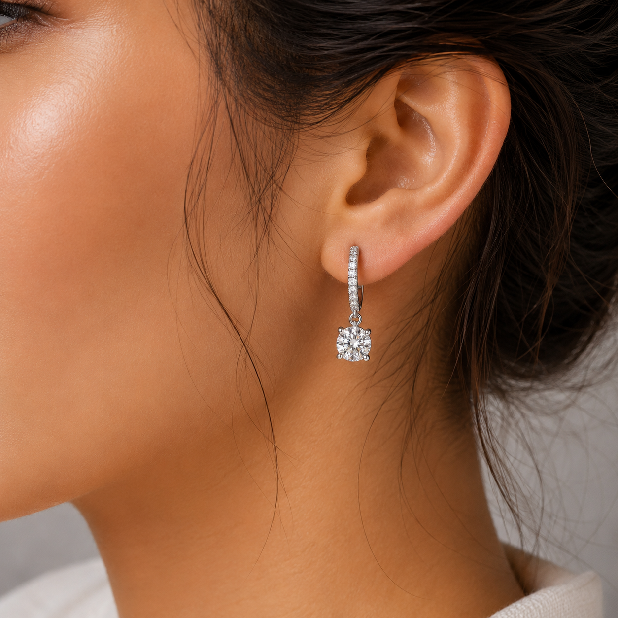4.00 ct DEW Off-White Moissanite Dangle Earrings Gold Vermeil – Summer Gift Pick