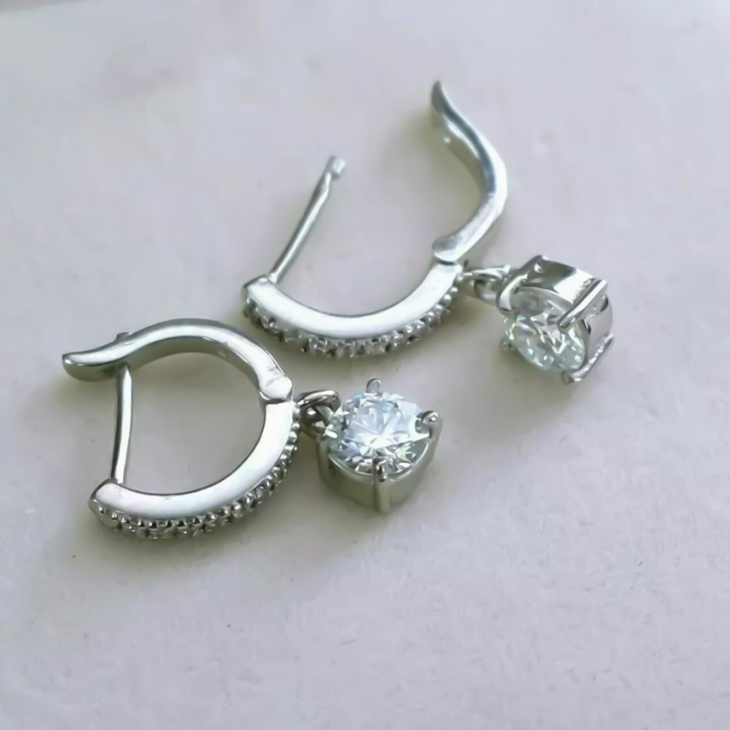 4.00 ct DEW Off-White Moissanite Dangle Earrings Gold Vermeil – Summer Gift Pick