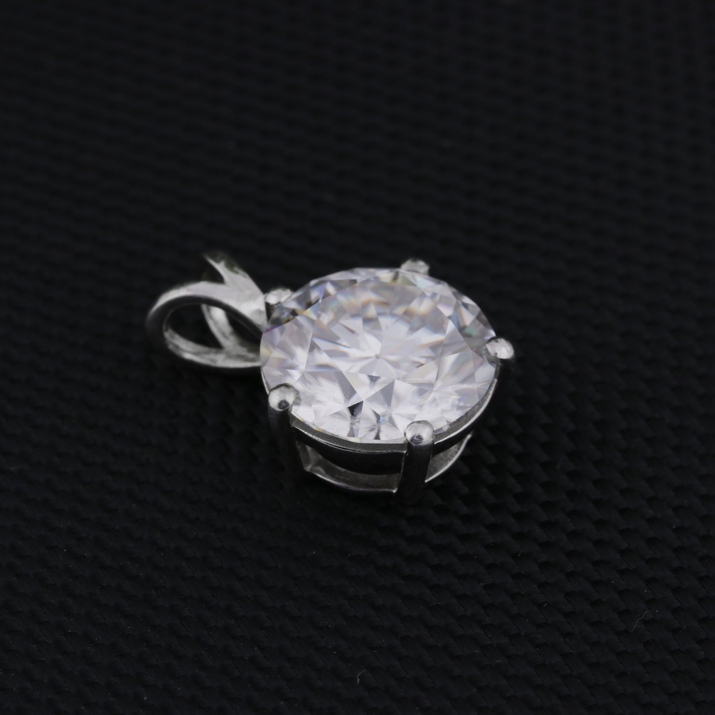Certified 10 Ct White Moissanite Solitaire Pendant Vermeil 925 Silver Jewelry