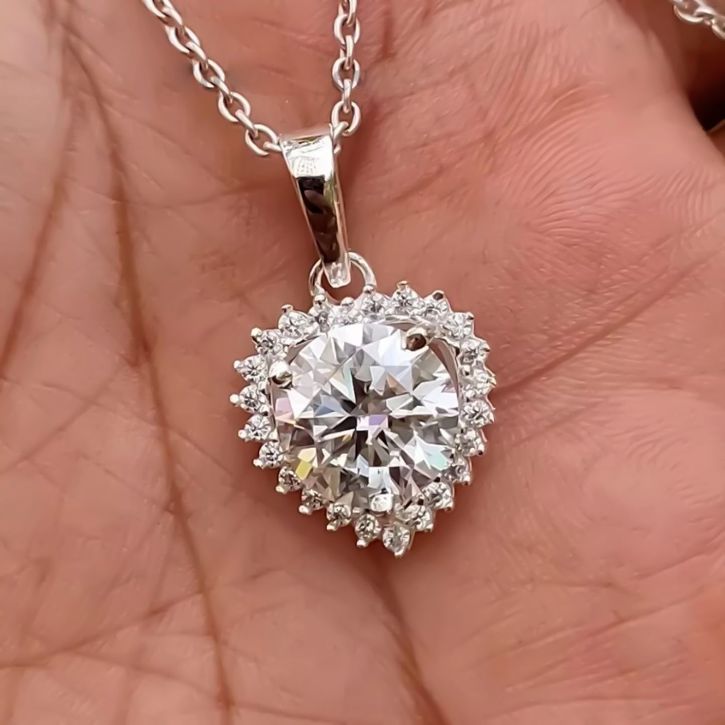 Certified 5.30 Ct White Moissanite Pendant in Gold Vermeil Gift for Women