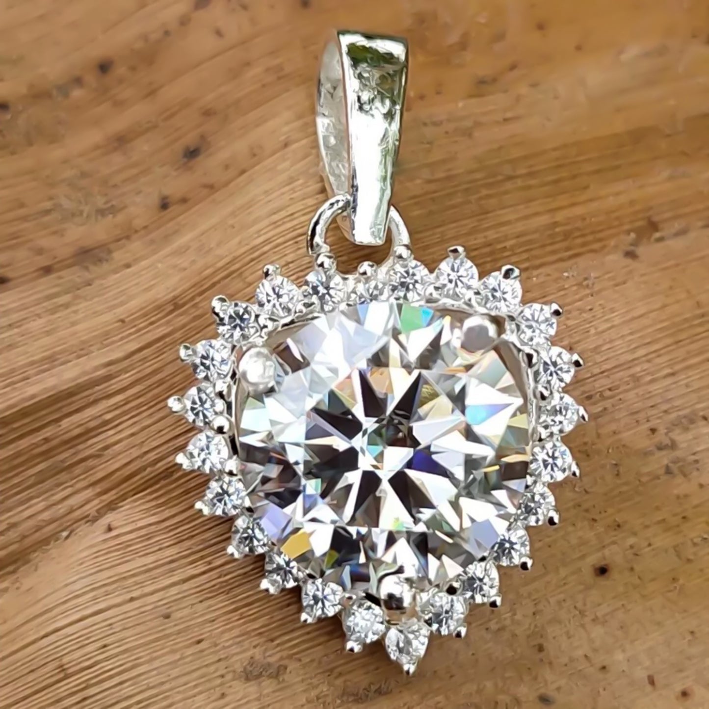 Certified 5.30 Ct White Moissanite Pendant in Gold Vermeil Gift for Women