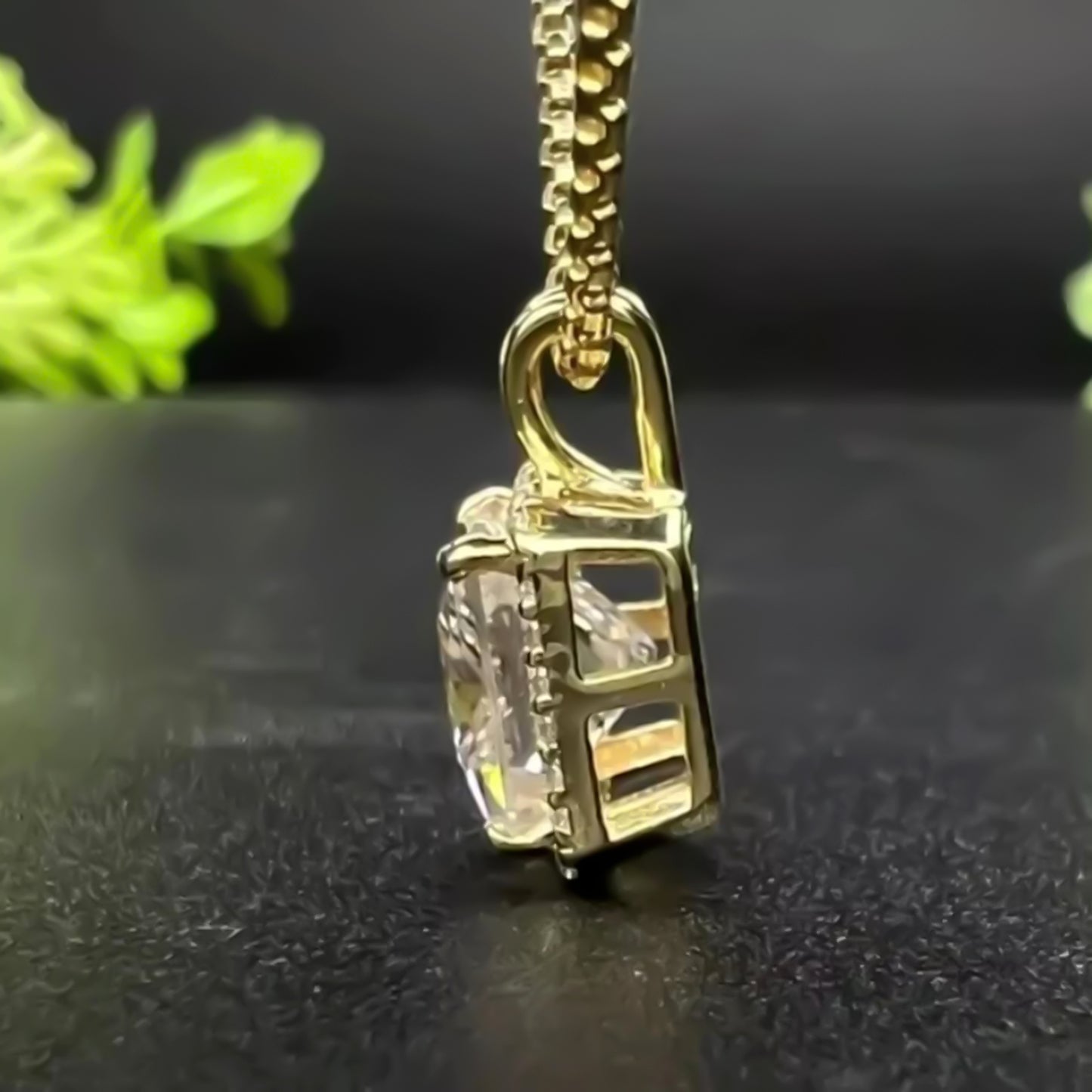 6.50 Ct Princess Cut White Moissanite Solitaire Pendant Gold Vermeil Certified