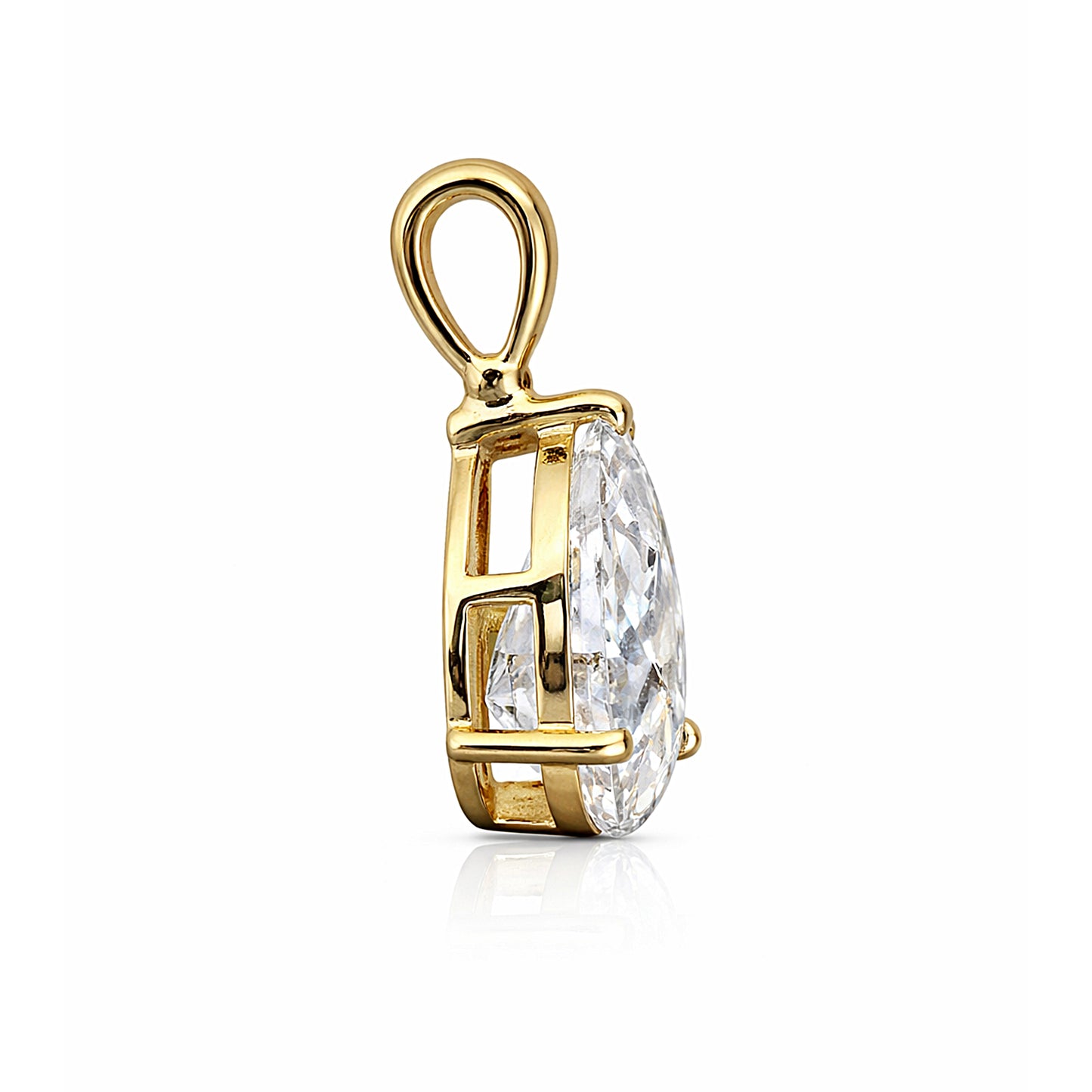 4.85 ct DEW Pear Cut White Moissanite Solitaire Pendant Vermeil 925 Silver Jewelry