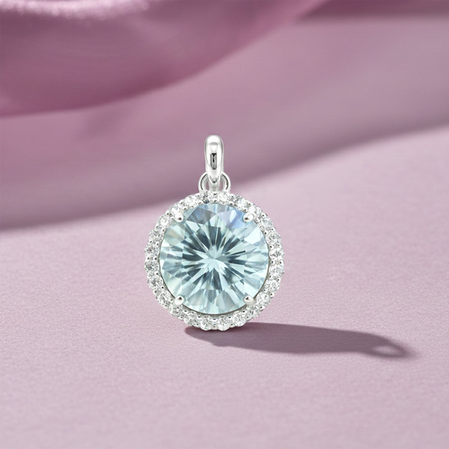 Moissanite 8.20 Ct Certified Blue Moisanite Solitaire Pendant in Gold Vermeil Jewelry Gift