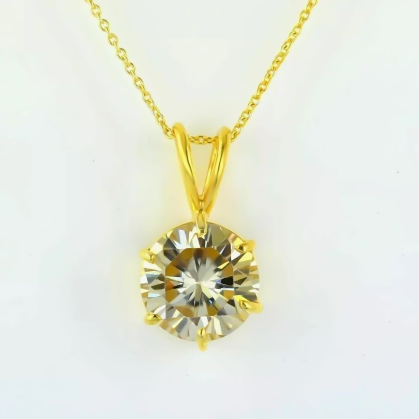 5.75 Ct Champagne Moissanite Solitaire Pendant in Gold Vermeil Gift for Women