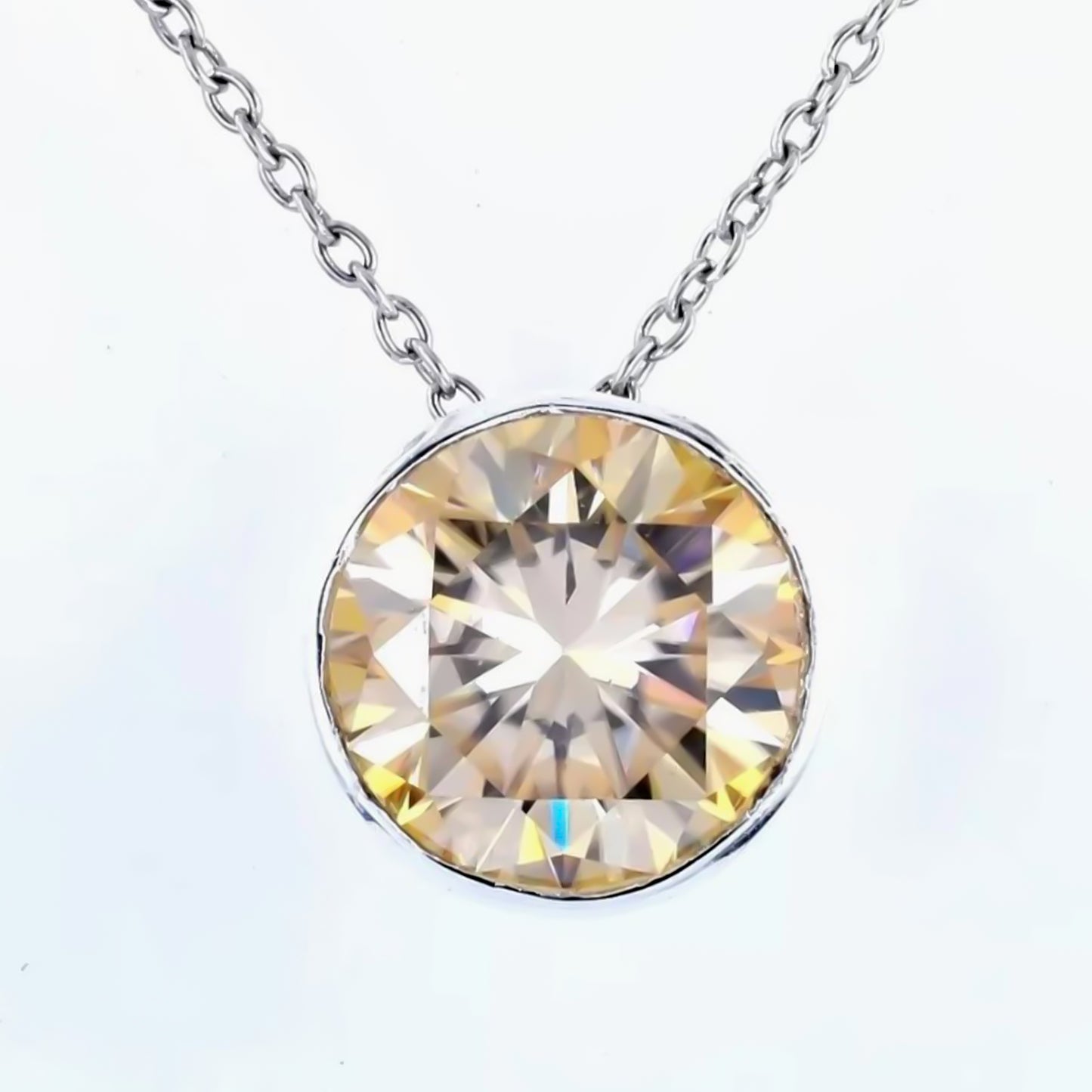 7.10 Ct Champagne Moissanite Pendant Gold Vermeil Certified Christmas Jewelry