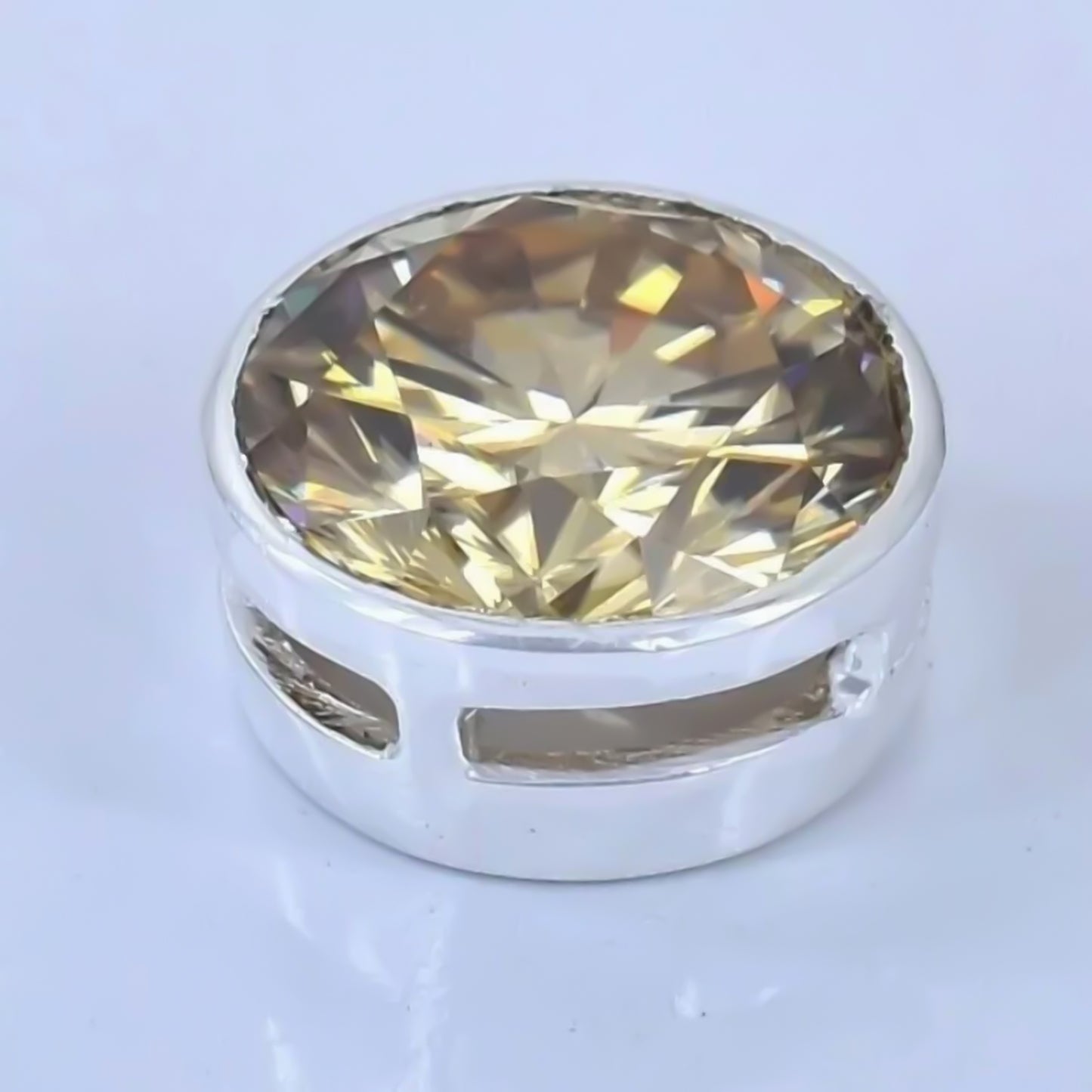 7.10 Ct Champagne Moissanite Pendant Gold Vermeil Certified Christmas Jewelry