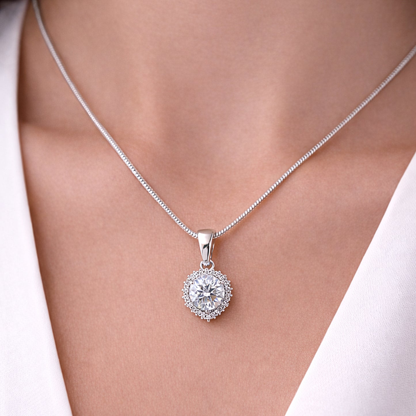 5.30 Ct Certified Moissanite Pendant in Gold Vermeil Ideal Gift for Christmas