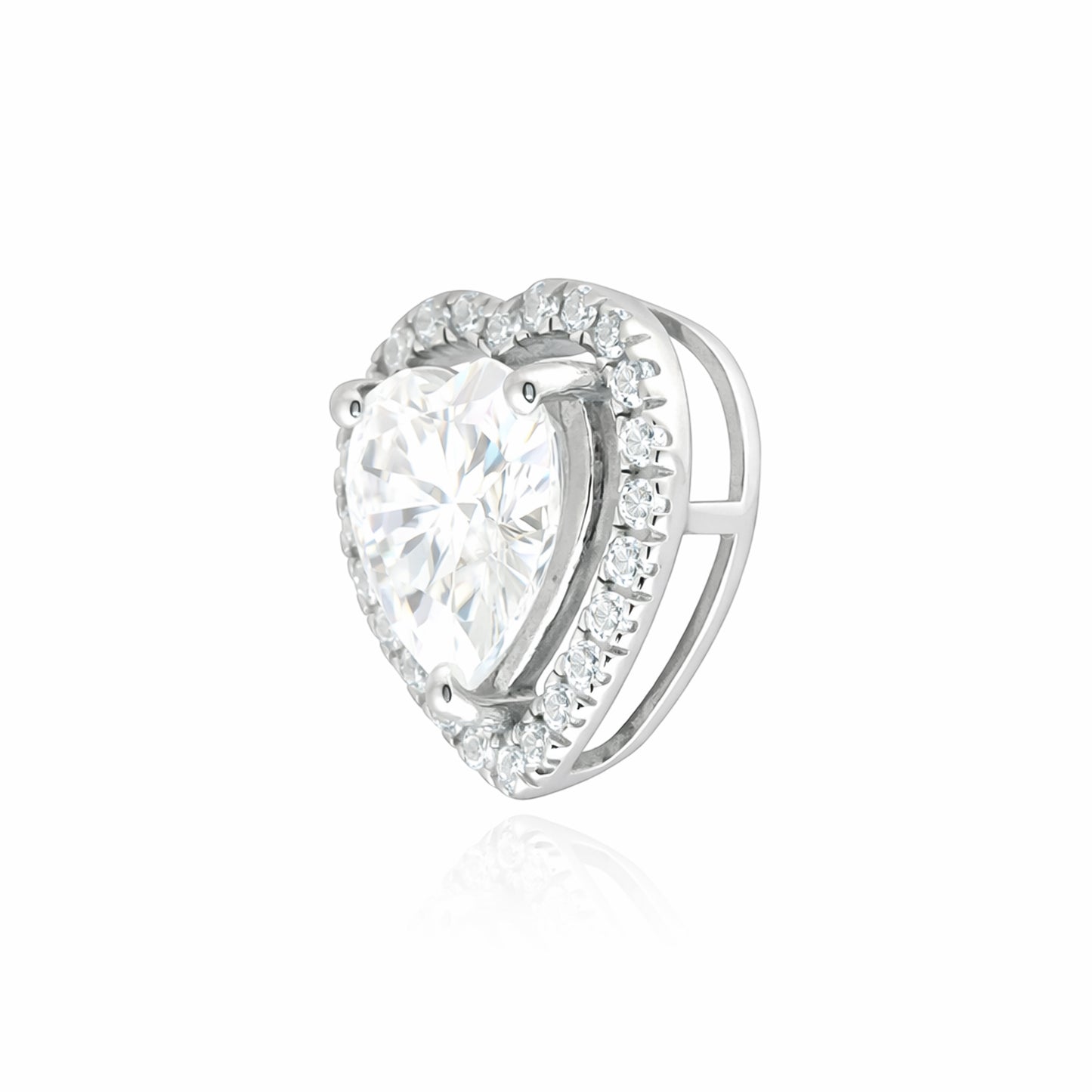 3.15 Ct Heart Cut Certified Moissanite Pendant In Vermeil 925 Silver for Christmas Gift