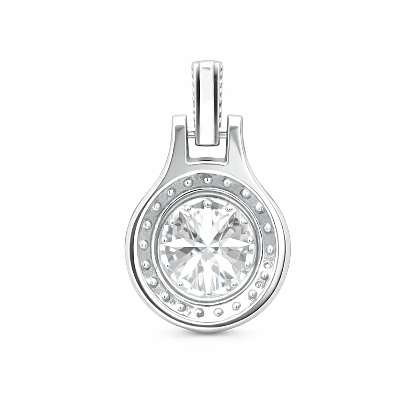 6.60 Ct Certified F VS1 White Moissanite Pendant in Gold Vermeil – Gift for Her