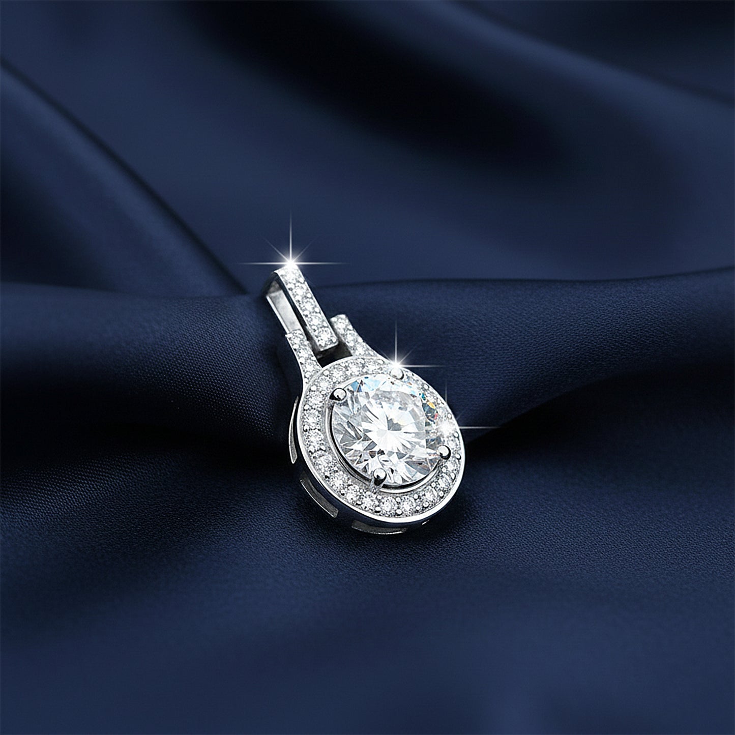 6.60 Ct Certified F VS1 White Moissanite Pendant in Gold Vermeil – Gift for Her