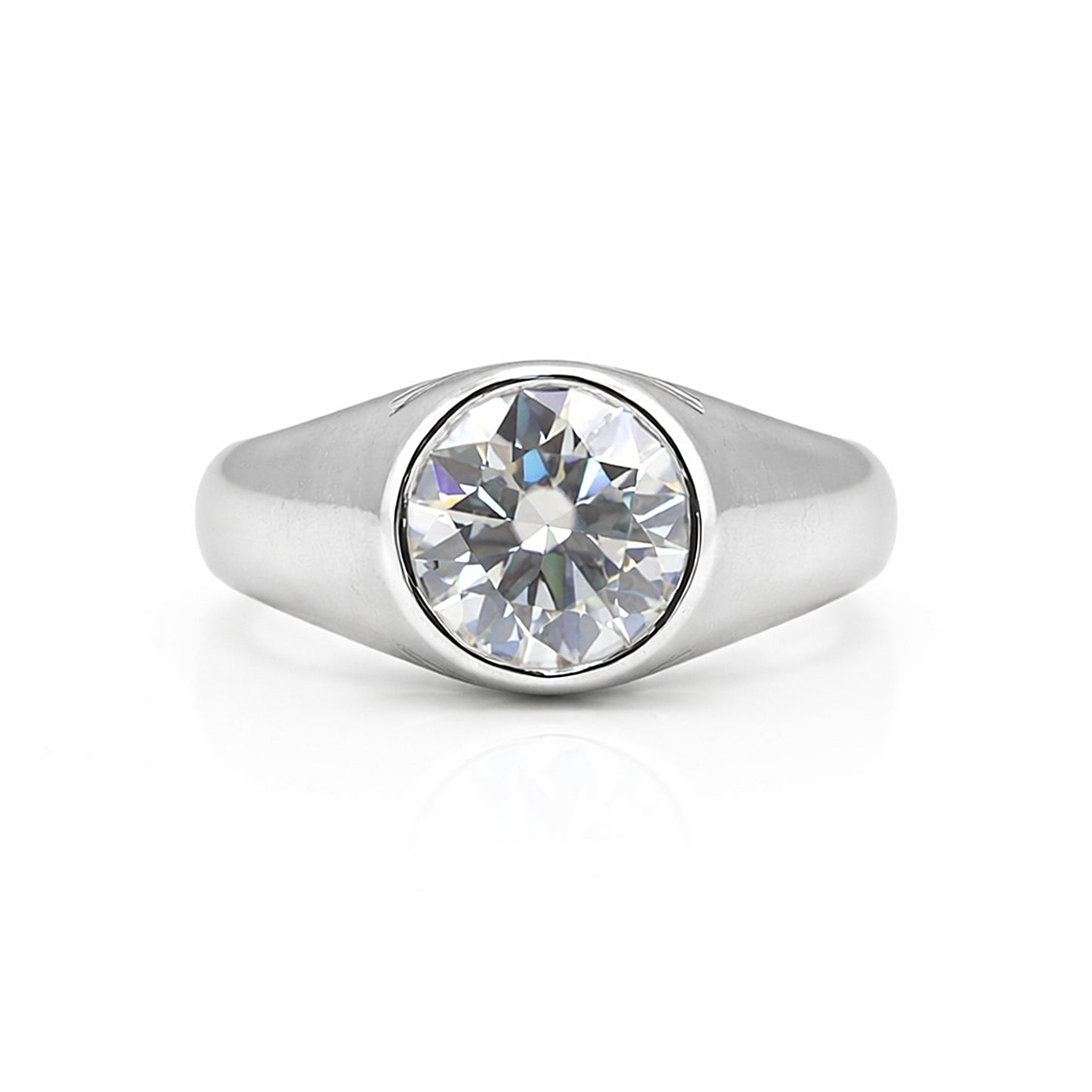 3.35 ct DEW Certified Round White Moissanite Solitaire Ring – Gift Idea 18K Gold Plated