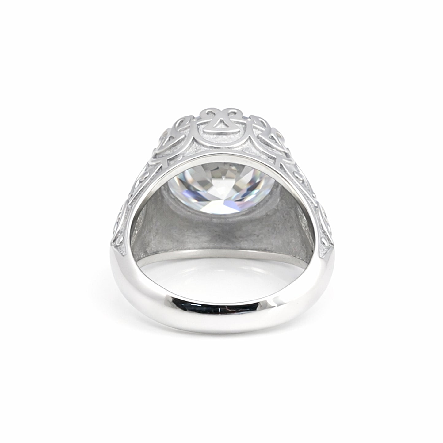 9.85 Ct White Moissanite Round Solitaire Ring - 925 Sterling Silver Gold Vermeil