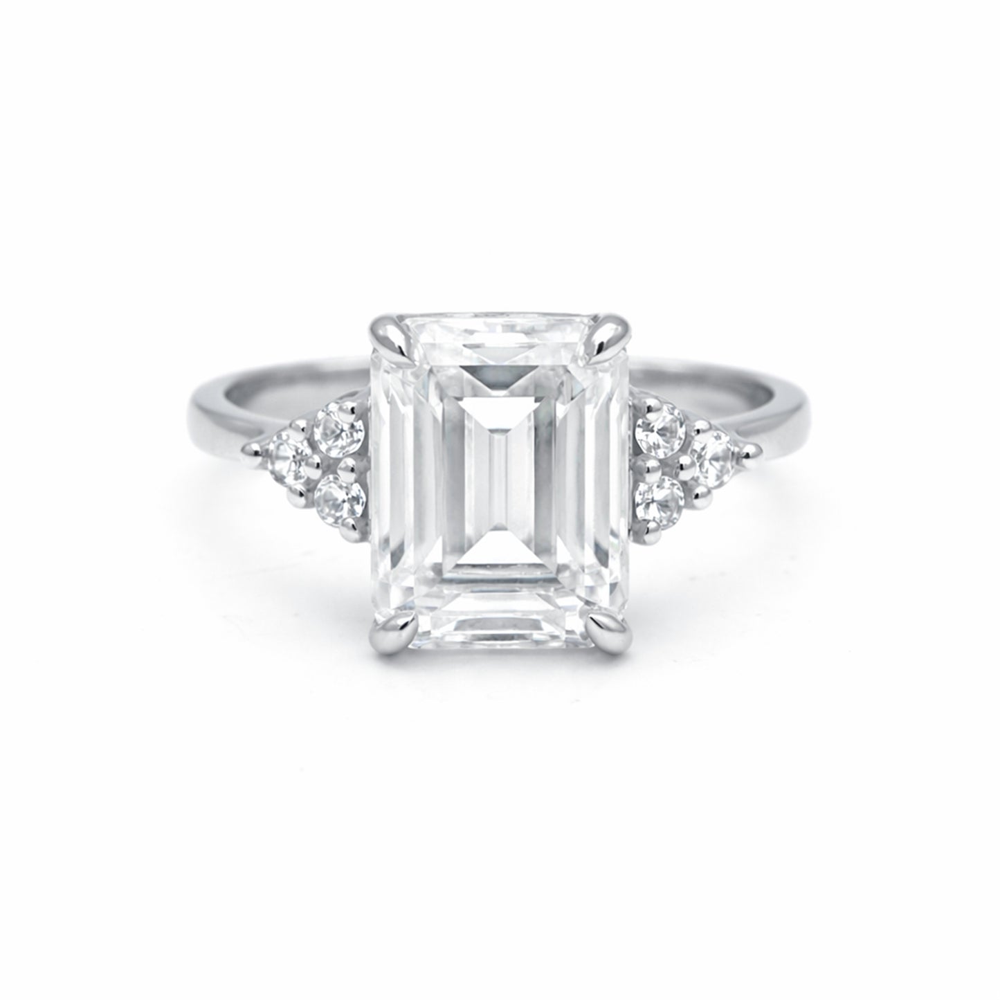 4.48 Ct Emerald Cut White Moissanite Solitaire Ring in – Gift Idea 18K Gold Plated 18K Gold Plated