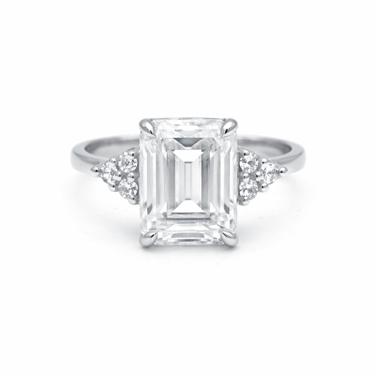 4.02 carat emerald-cut lab-grown diamond ring in 18k gold vermeil, VS1 clarity