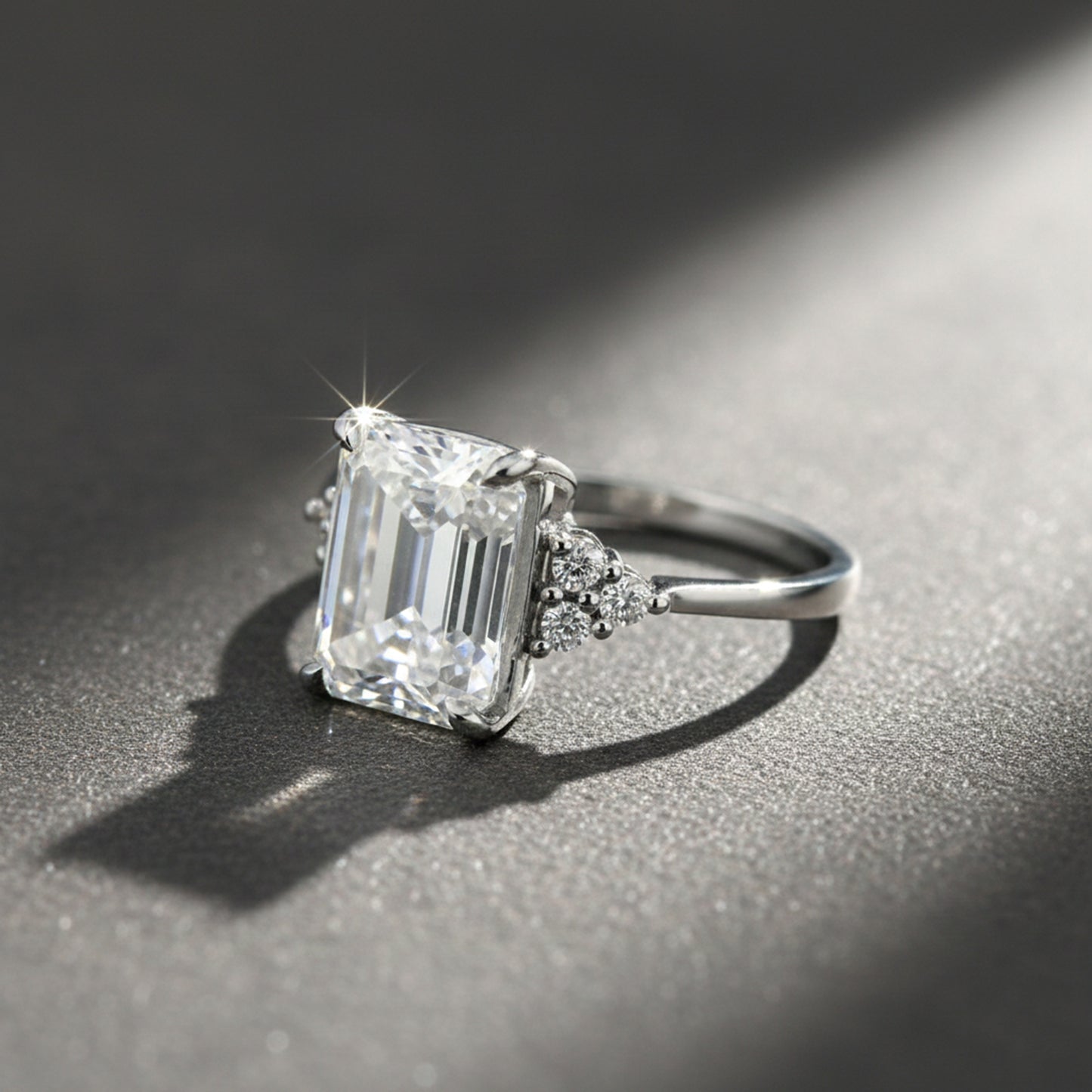 4.48 Ct Emerald Cut White Moissanite Solitaire Ring in – Gift Idea 18K Gold Plated 18K Gold Plated