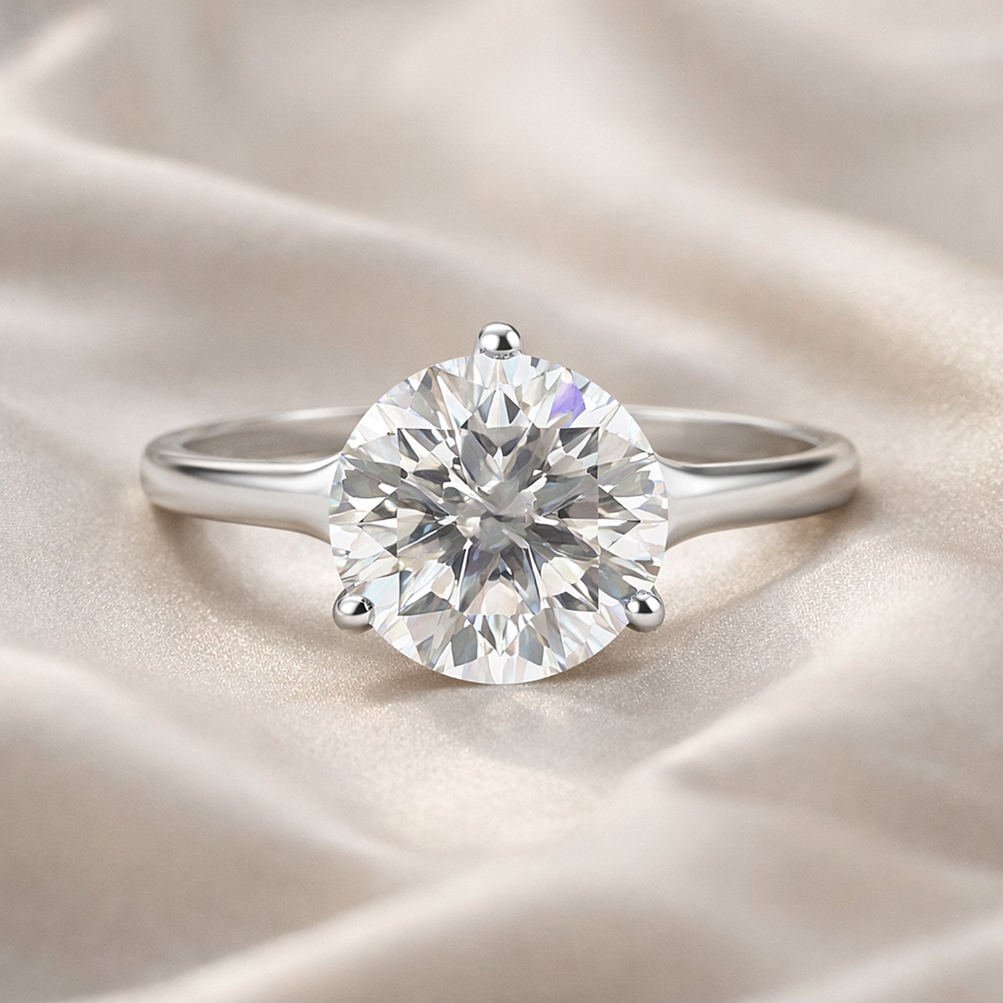 Certified 7.30ct VS1 Round White Moissanite Women Ring 18K Gold Plated