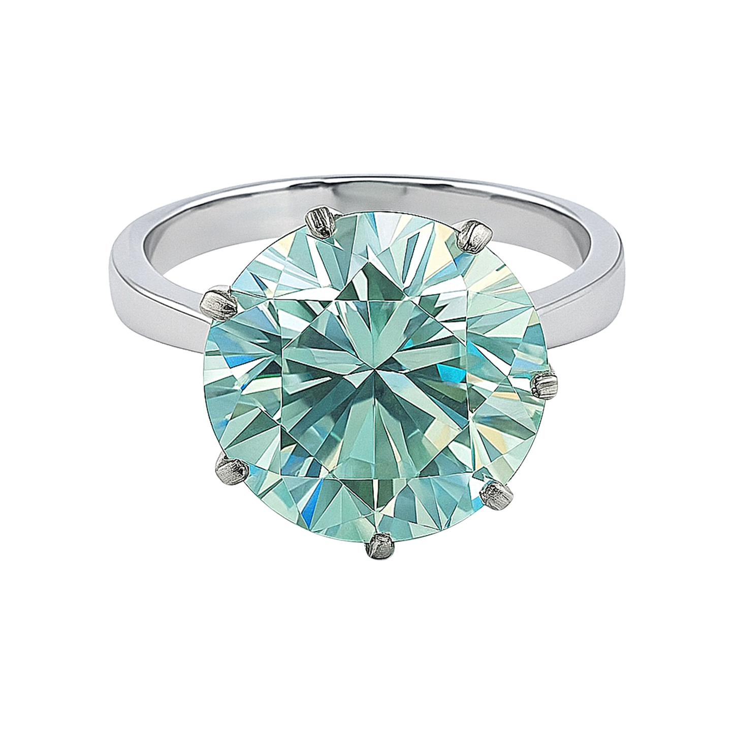 Certified 5.5ct VS1 Blue Moissanite Ring for Anniversary Gift in 18K Gold Plated