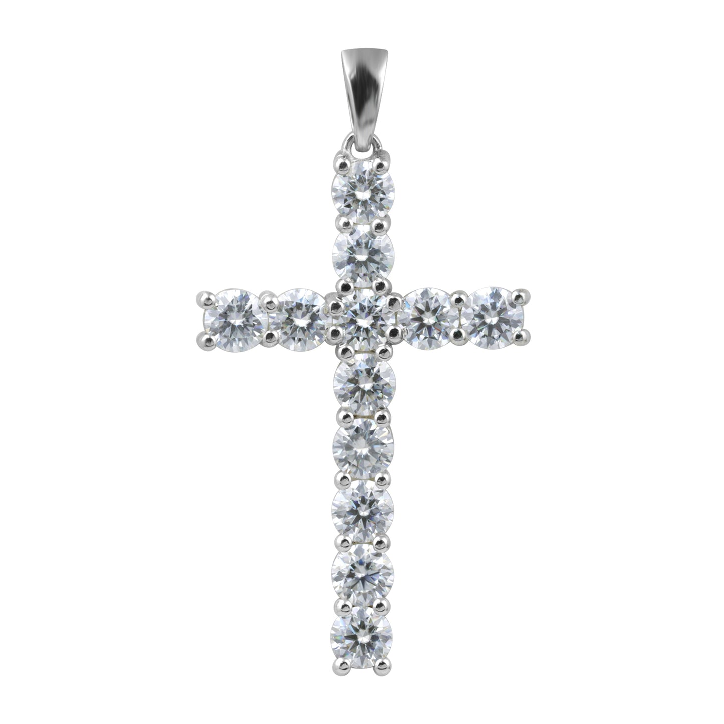 5.00 Ct Certified Round Cut White Moissanite Cross Pendant In 18K Gold Plated Verme 18K Gold Plated