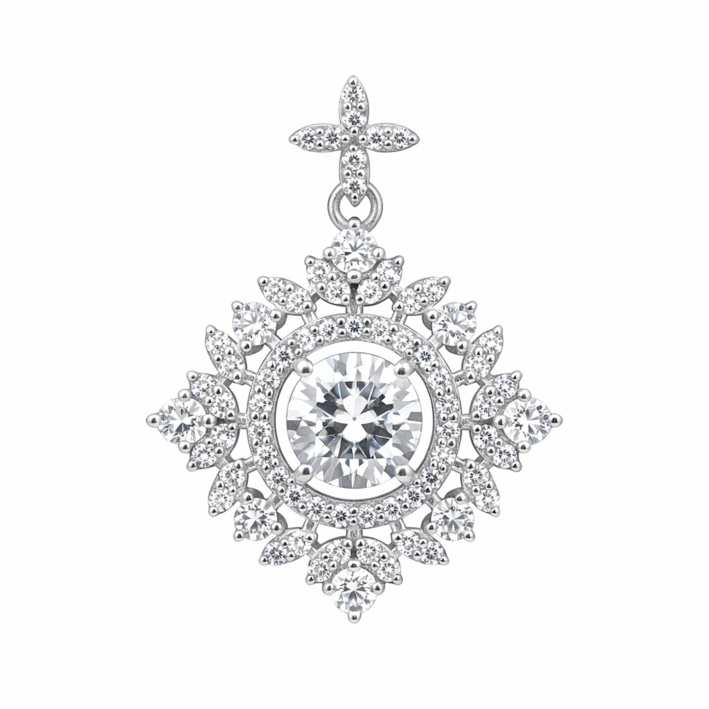 Certified 2.75 Ct White Moissanite Pendant In Vermeil 925 Silver Jewelry