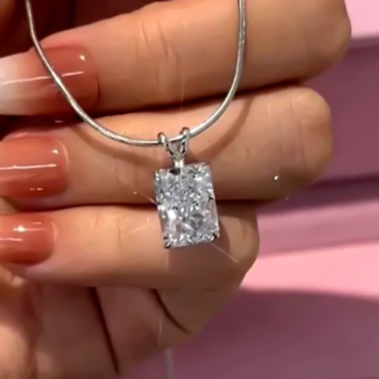 2.50 Ct Certified Radiant Cut White Moissanite Pendant In Vermeil 925 Silver