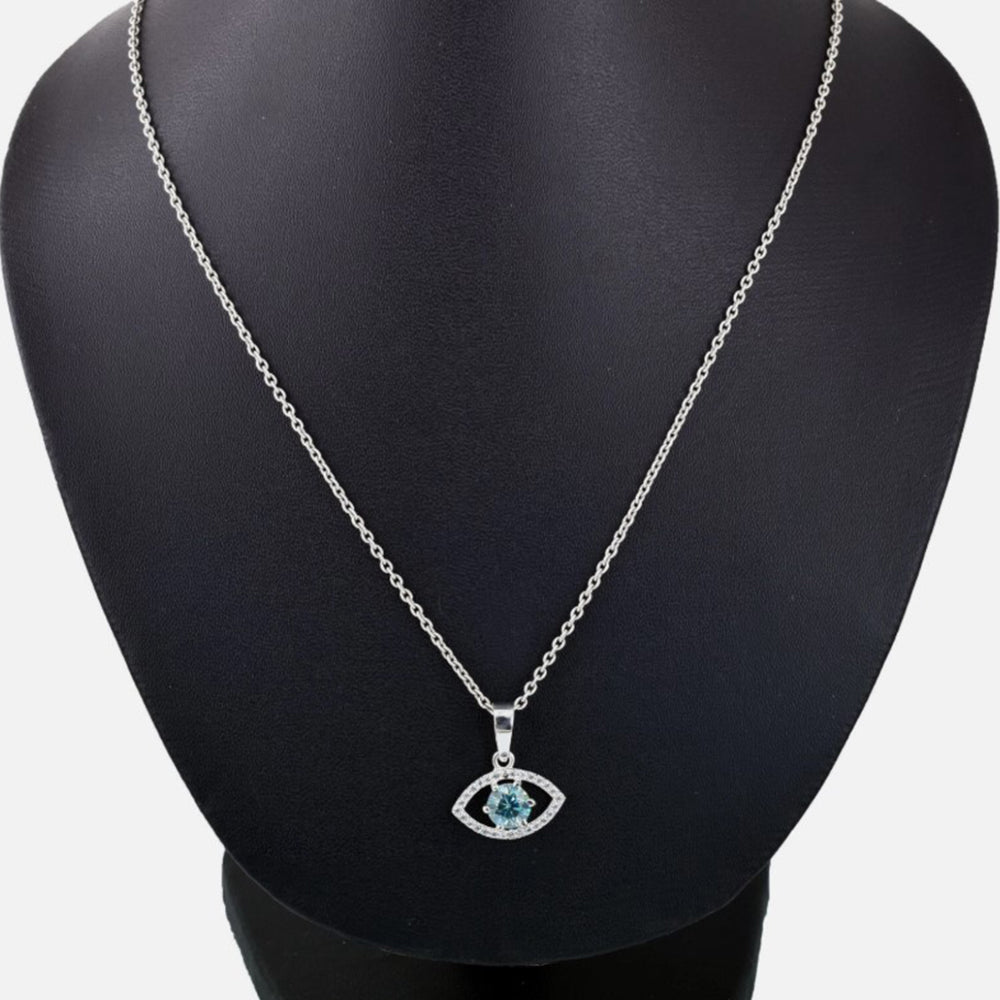 1.20 ct DEW Blue Moissanite Tear Drop Pendant In 18K Gold Vermeil