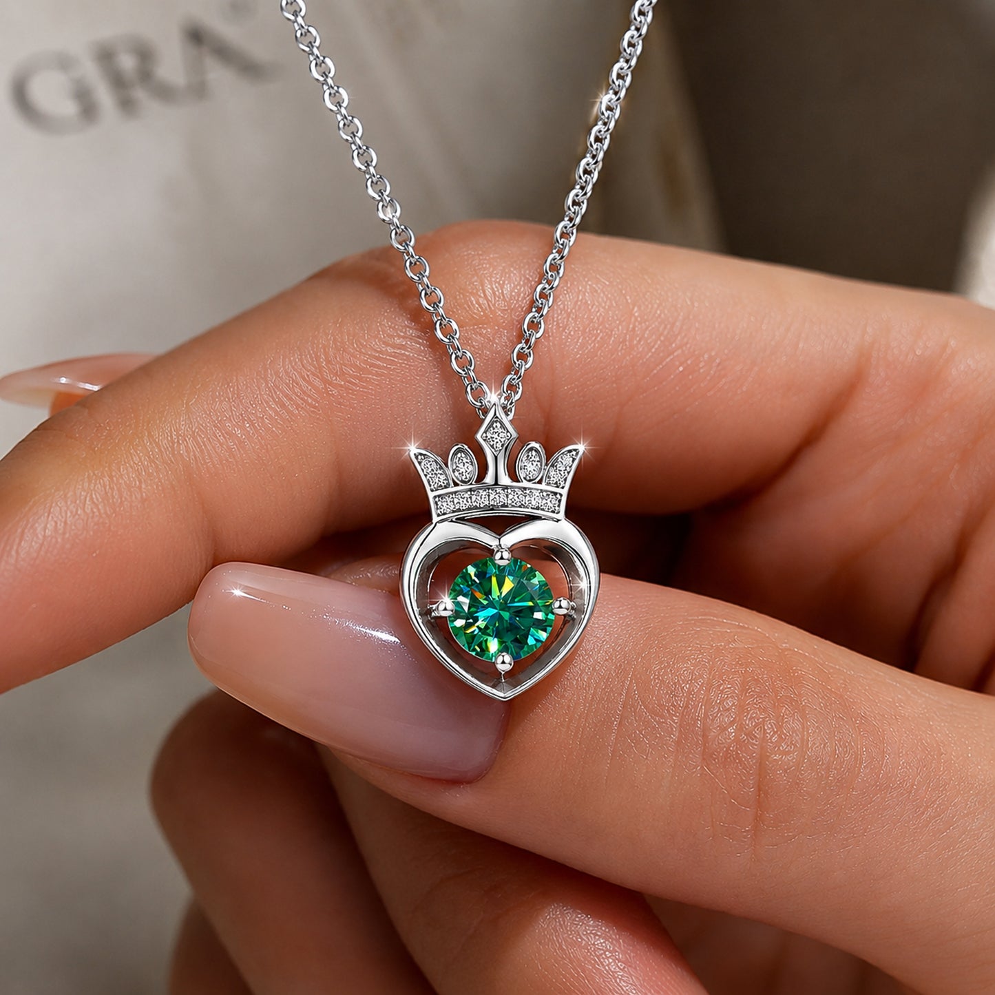 2.60 ct DEW Certified Round Cut Blue Moissanite Pendant In Vermeil 925 Silver