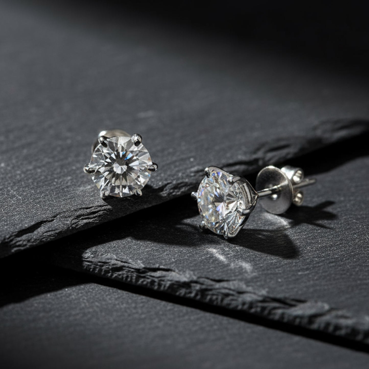 7.00 Ct Certified White Moissanite Solitaire Studs in Gold Vermeil