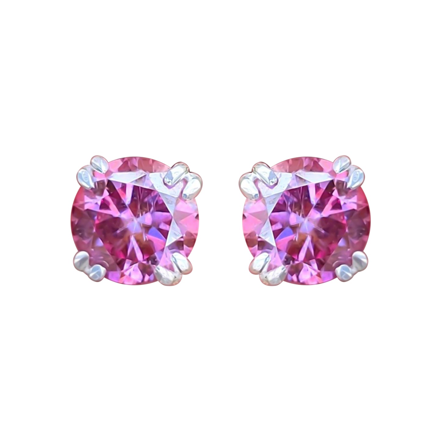 4.00 Ct Certified Pink Moissanite Solitaire Stud Earrings with Gold Vermeil