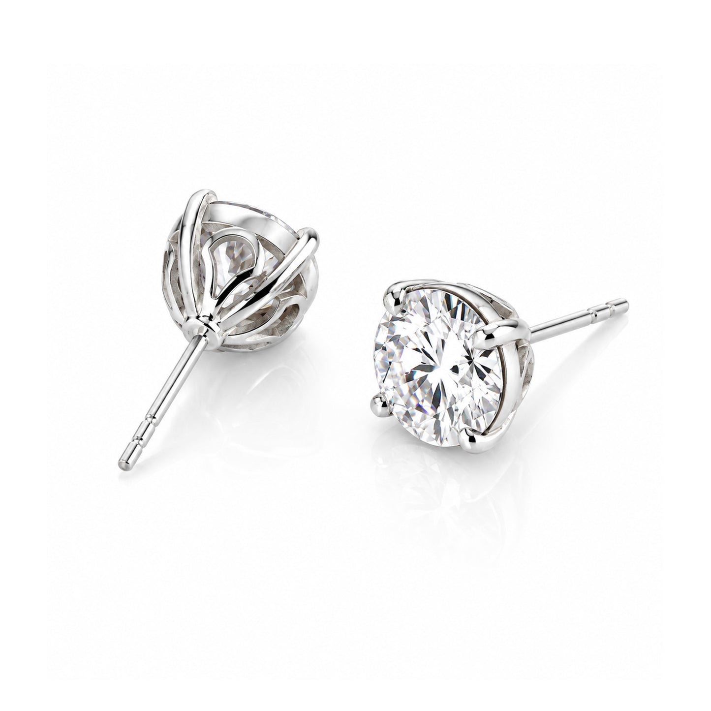 10.00 Ct Certified White Moissanite Solitaire Studs In Gold Vermeil