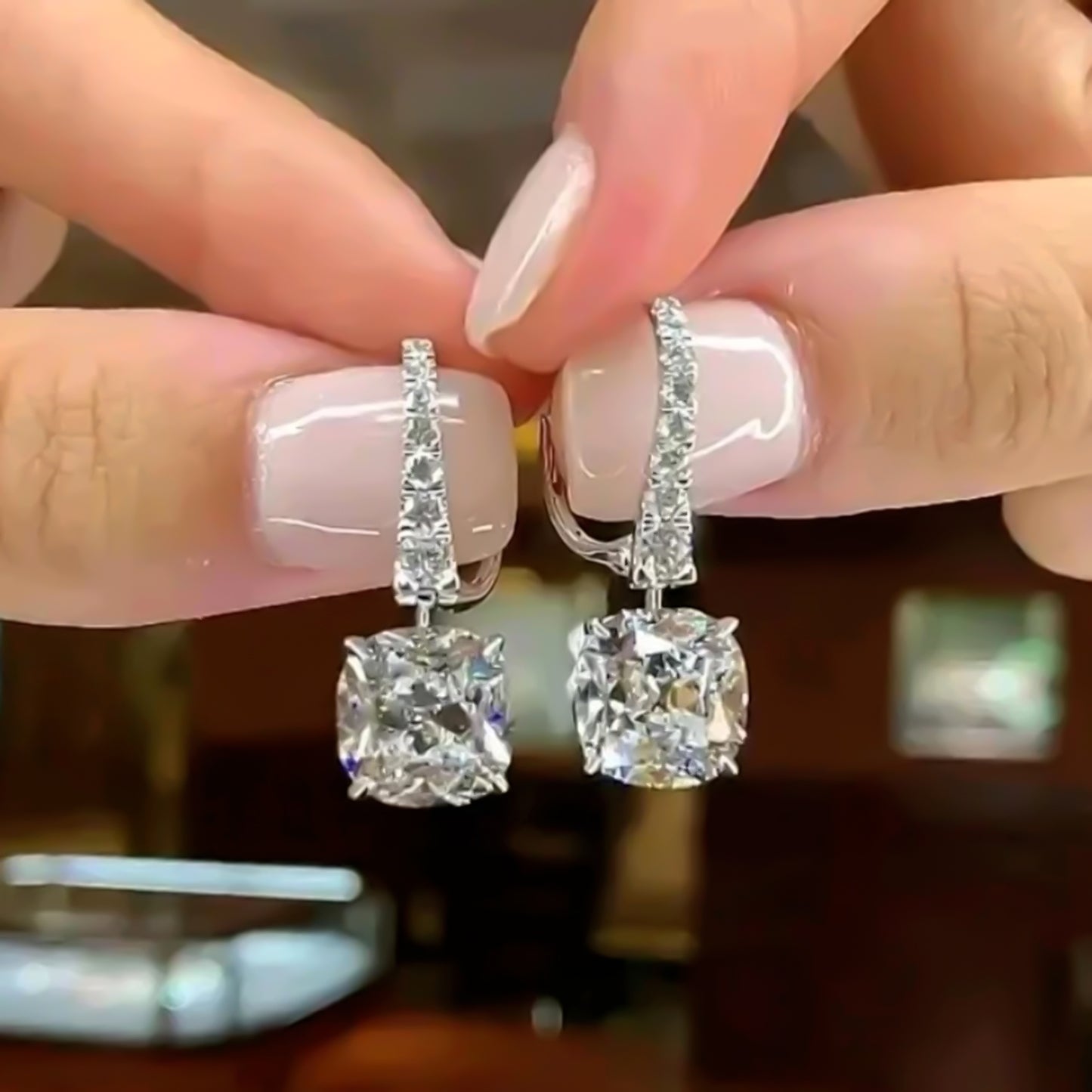 4.00 ct DEW Certified White Moissanite Dangler Earrings In Gold Vermeil