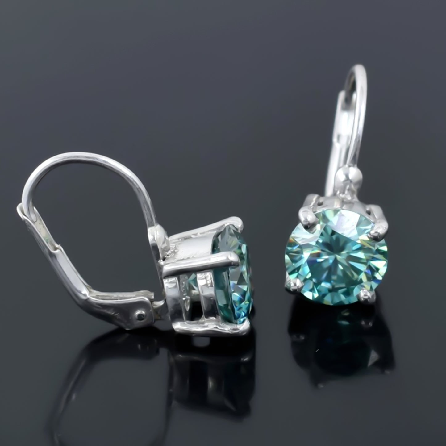 3.00 Cts Certified Blue Moissanite Dangler Earrings in Gold Vermeil