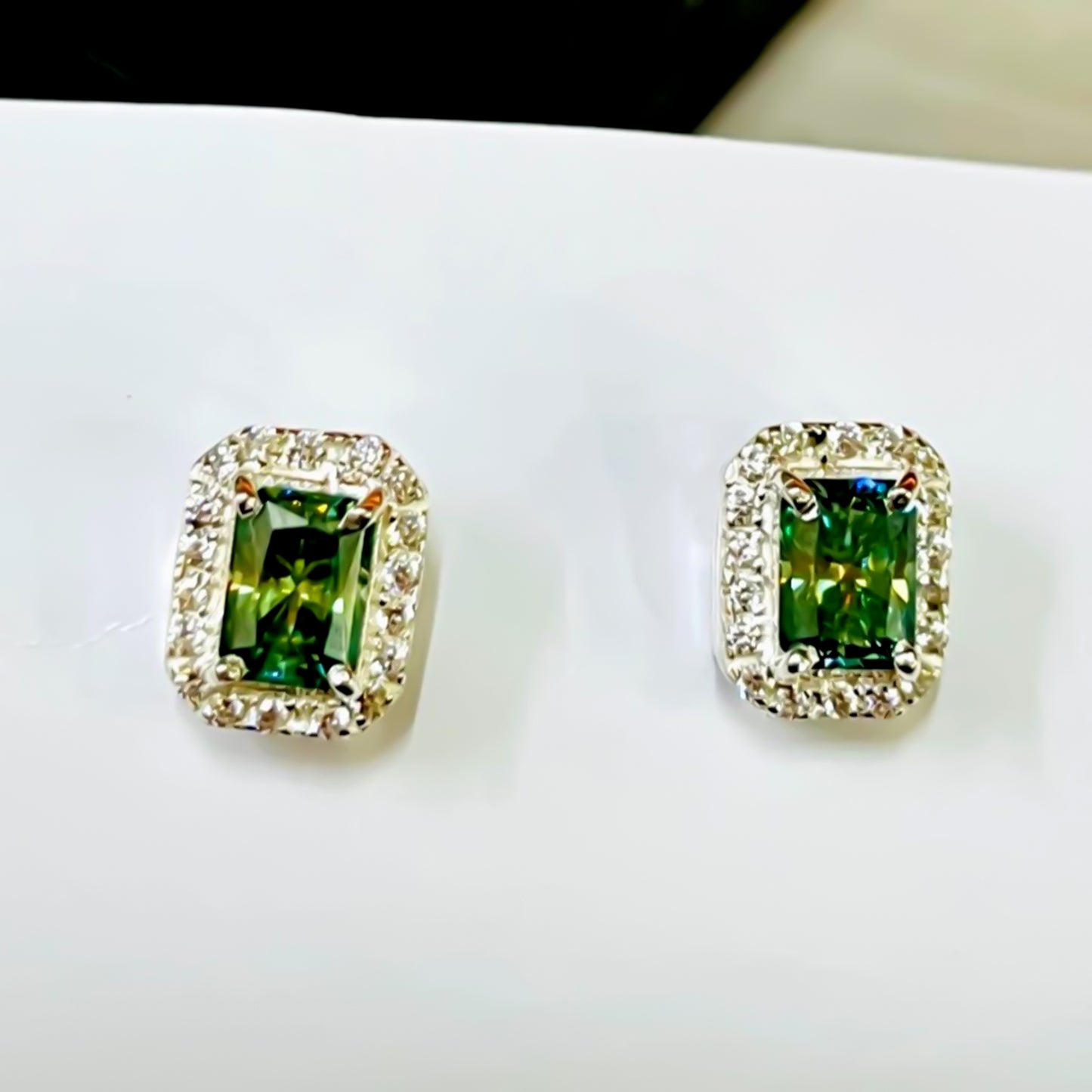 2.00 Cts Certified Blue Moissanite Stud Earrings in Gold Vermeil For Gift