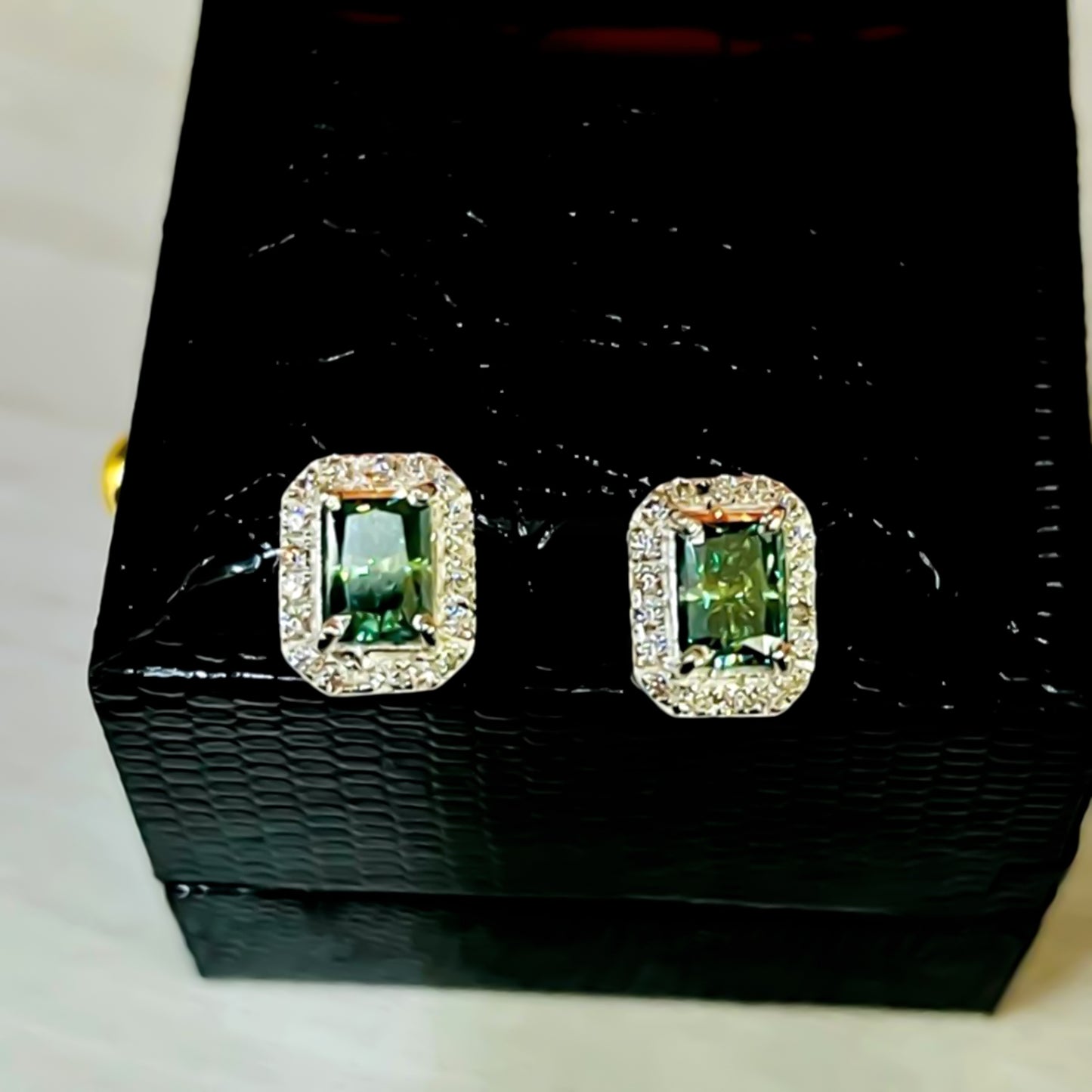 2.00 Cts Certified Blue Moissanite Stud Earrings in Gold Vermeil For Gift