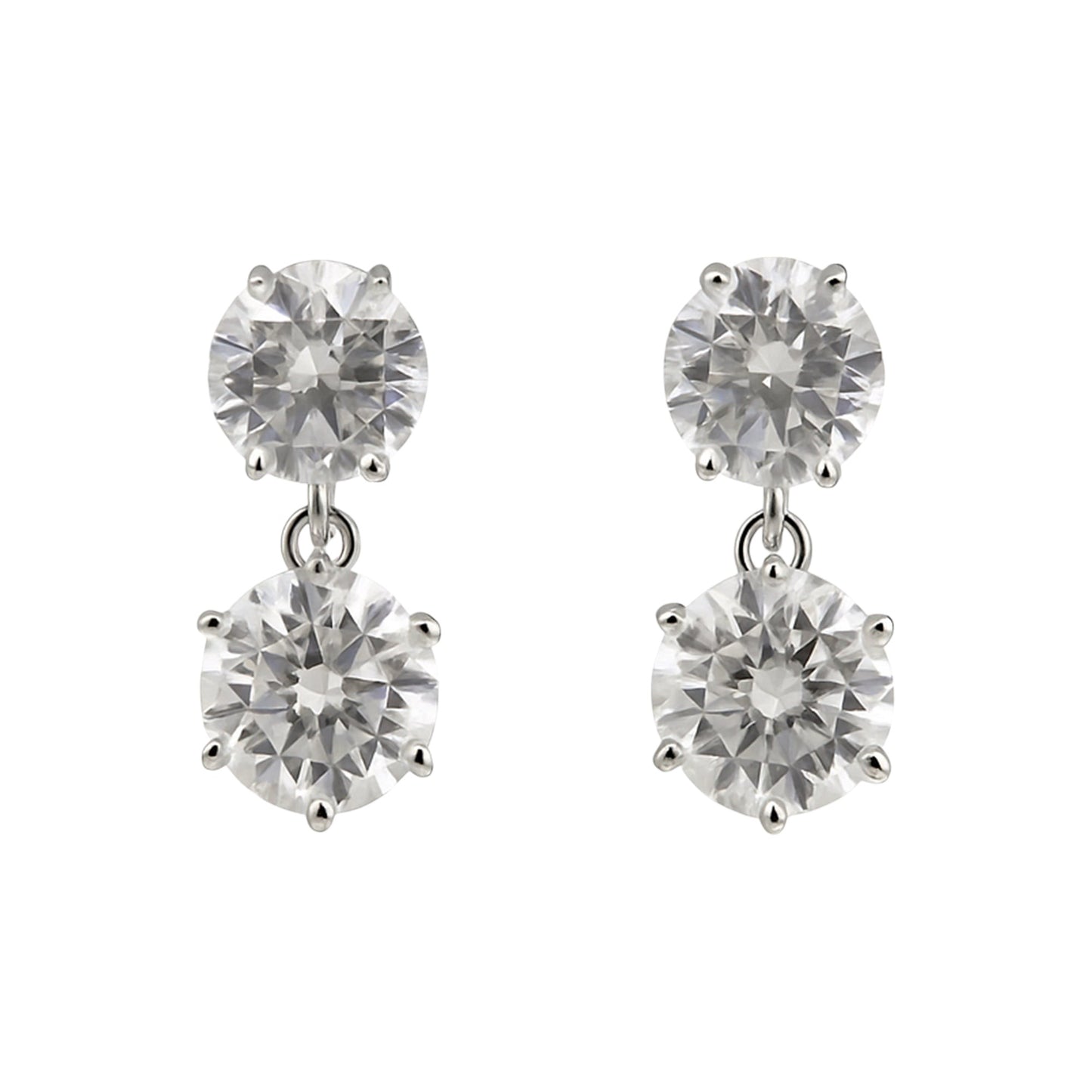 Round Moissanite Double Drop Stud Earrings 18K Gold Plated Gift for Women Wife Anniversary Birthday
