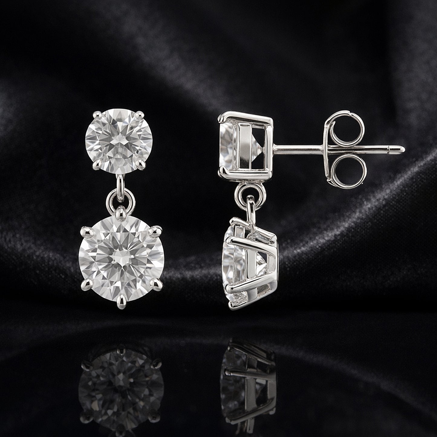 6.20ct DEW White Moissanite Round Stud Earrings