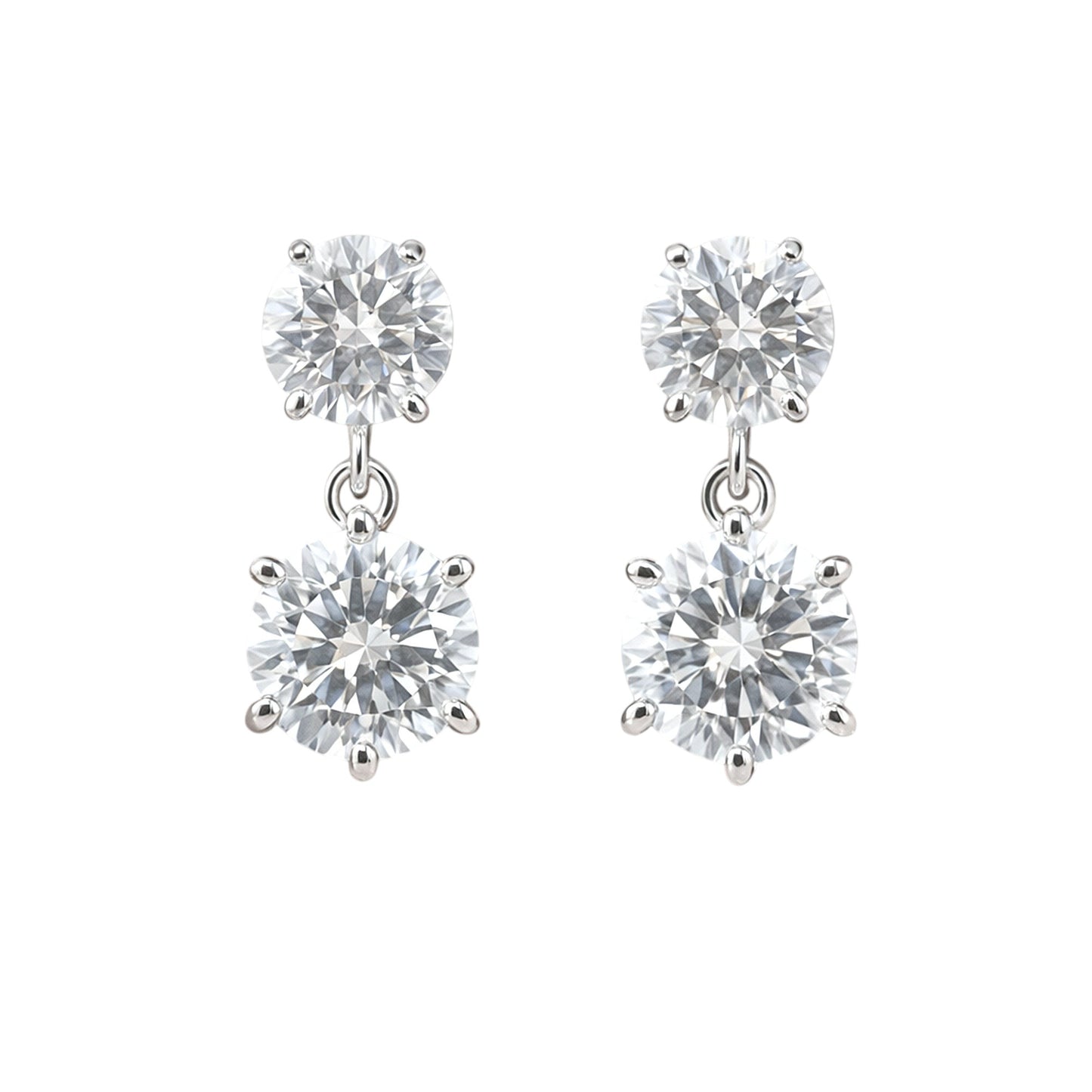 Round Moissanite Double Drop Stud Earrings 18K Gold Plated Gift for Women Wife Anniversary Birthday