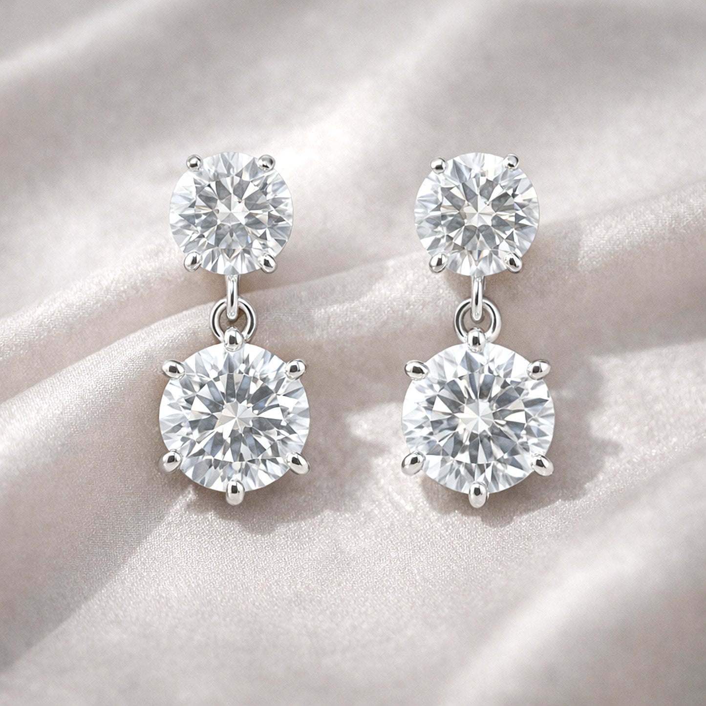 6 Carat Round Lab Diamond Martini Stud Earrings | VS1 Clarity | 18k Gold Vermeil | Bridal