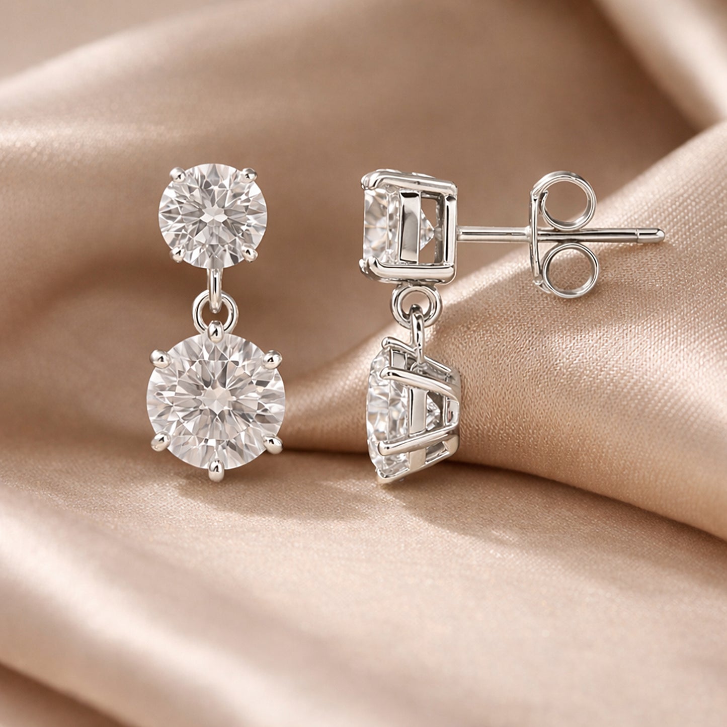 6 Carat Round Lab Diamond Martini Stud Earrings | VS1 Clarity | 18k Gold Vermeil | Bridal