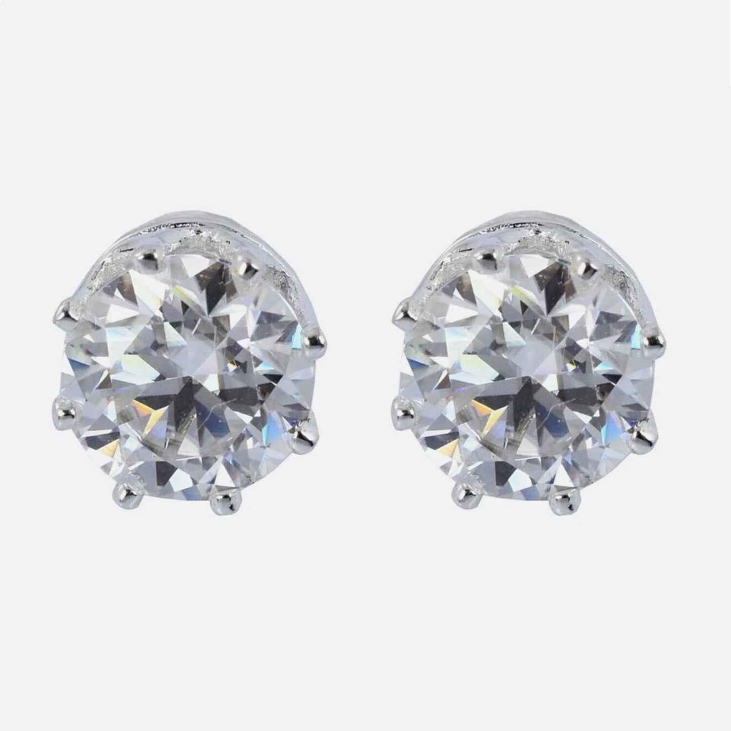 5.00 Ct Certified Round Cut White Moissanite Solitaire Studs Gold Vermeil - GEMHUB & CO.