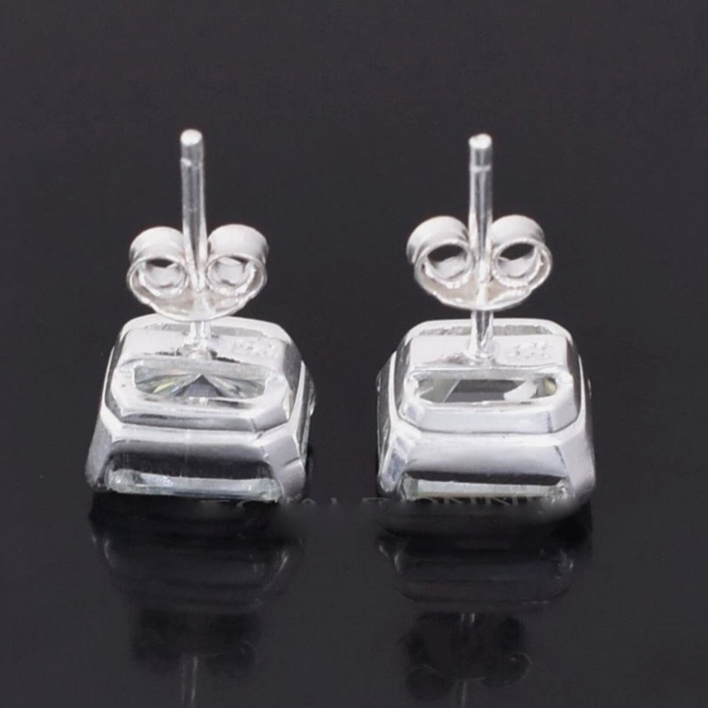 6 ct DEW Certified Radiant Cut White Moissanite Solitaire Studs In Gold Vermeil