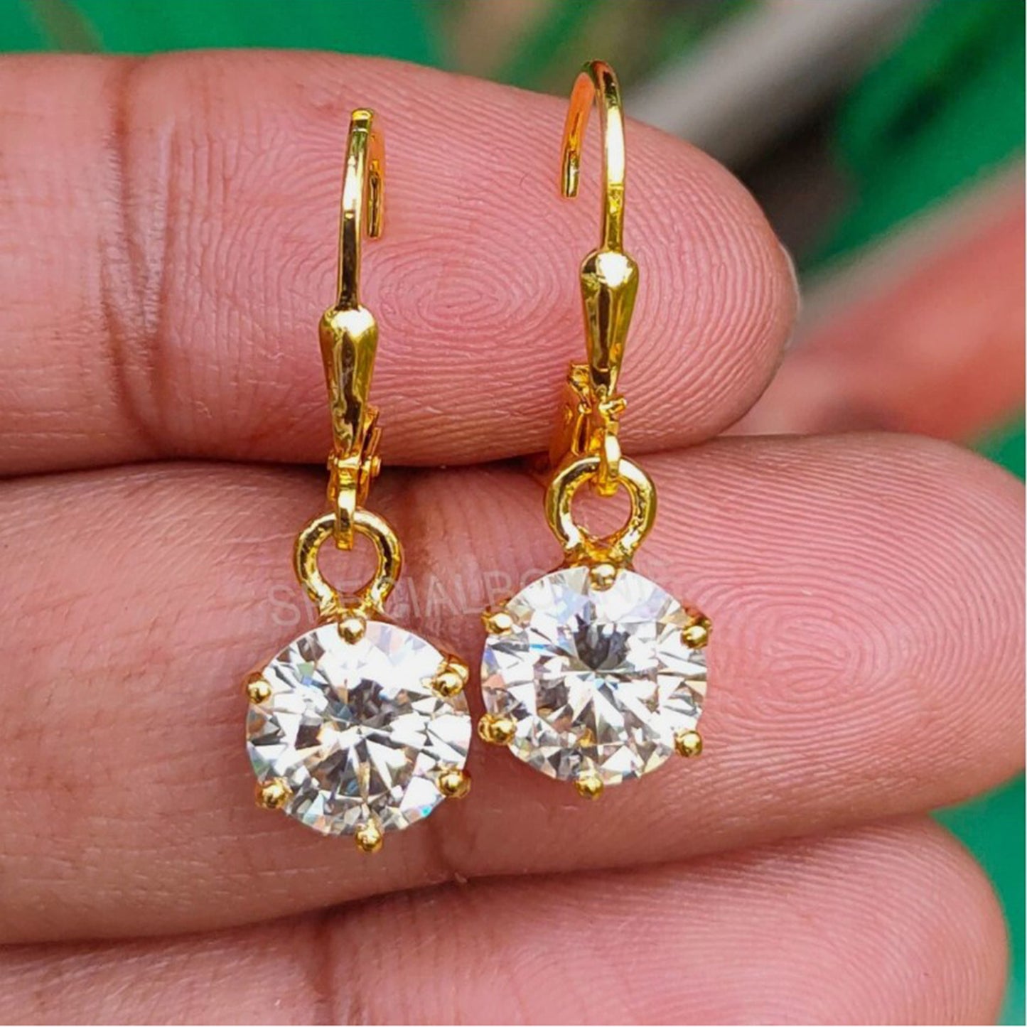 4.00 Ct Certified White Moissanite Round Cut Earrings In Gold Vermeil Jewelry
