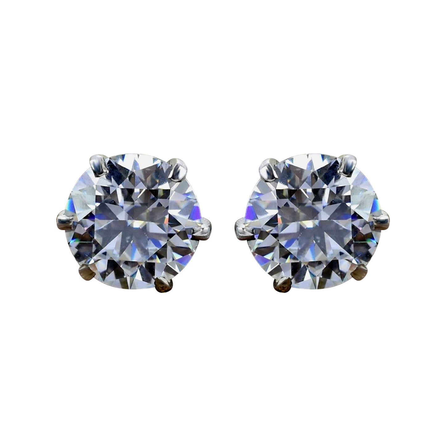 12 ct DEW Certified White Moissanite Solitaire Studs Round Cut In Gold Vermeil