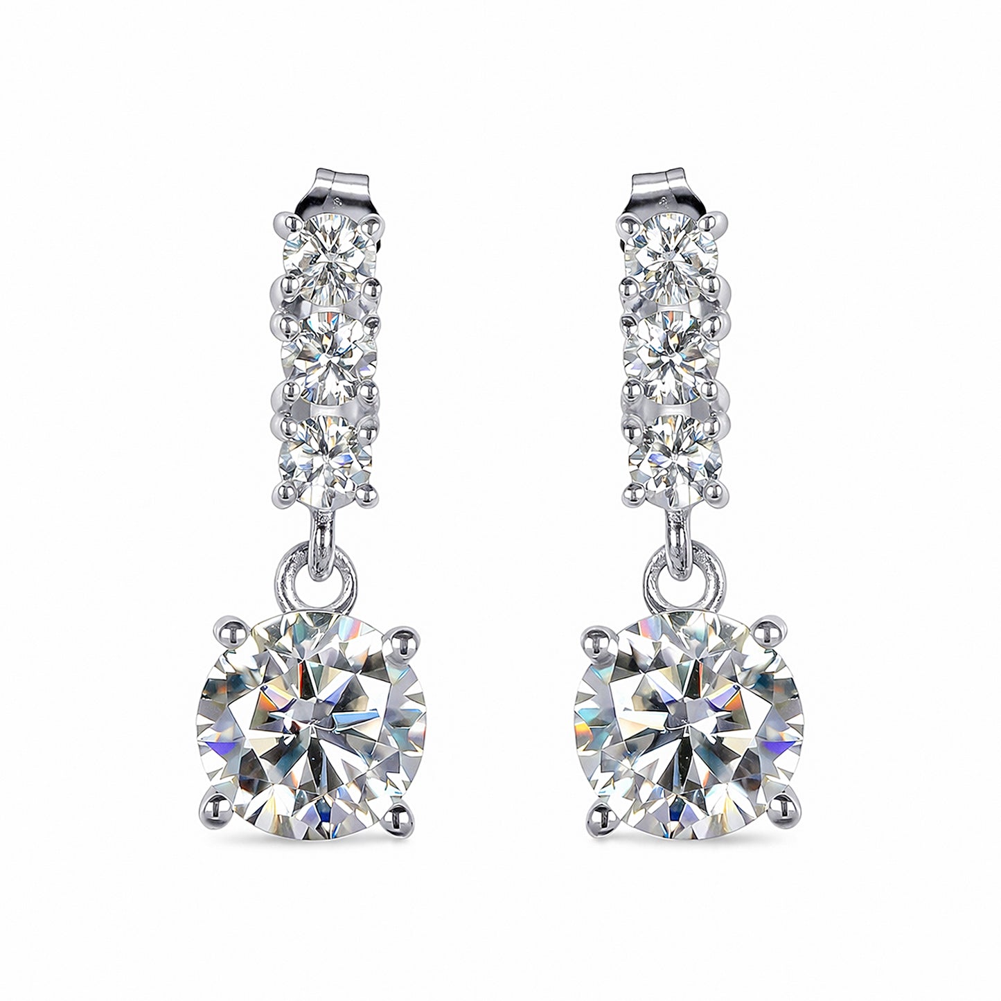 5.00 ct DEW Certified Moissanite Solitaire Earrings In Gold Vermeil For Gift